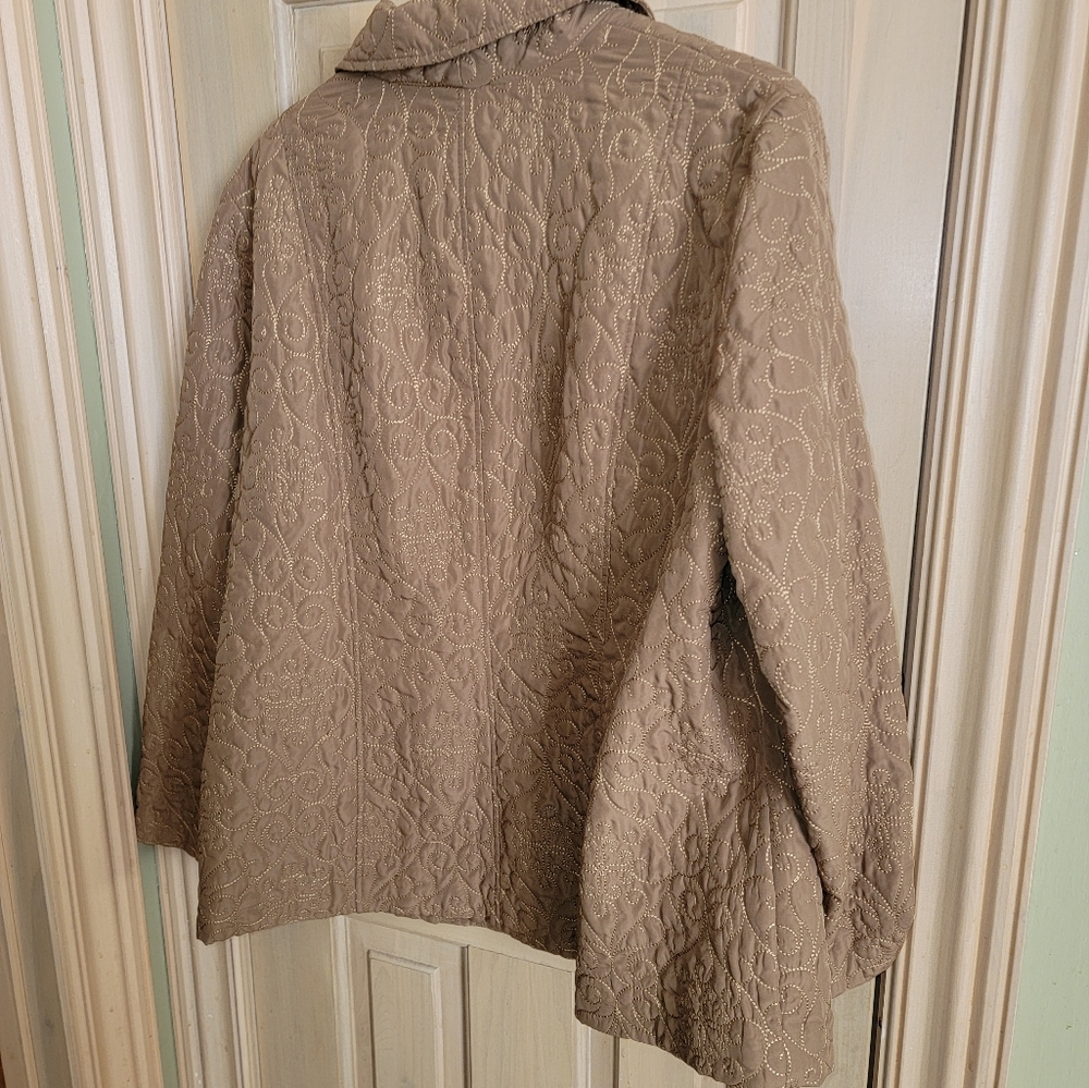 Womens plus sz 1X Tan scroll stitching Jacket Blazer by R.Q.T. - Picture 5 of 5